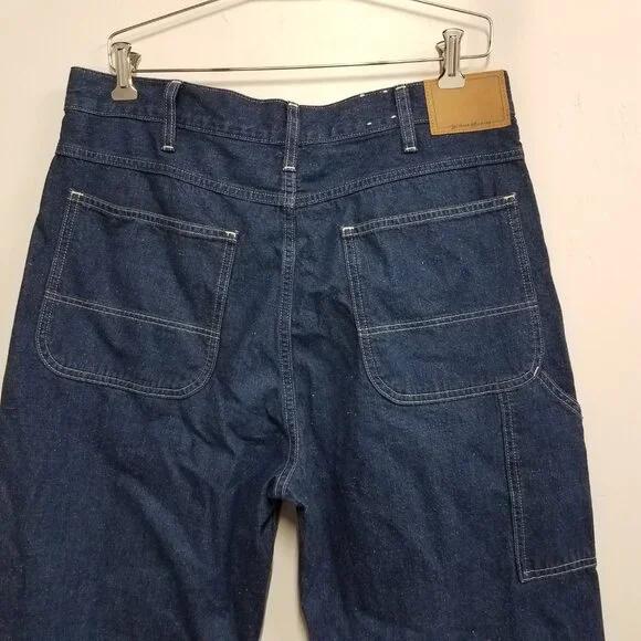 Wallace & Barnes J Crew Carpenter Jeans 32 Japanese Bright Washed Indigo CG755